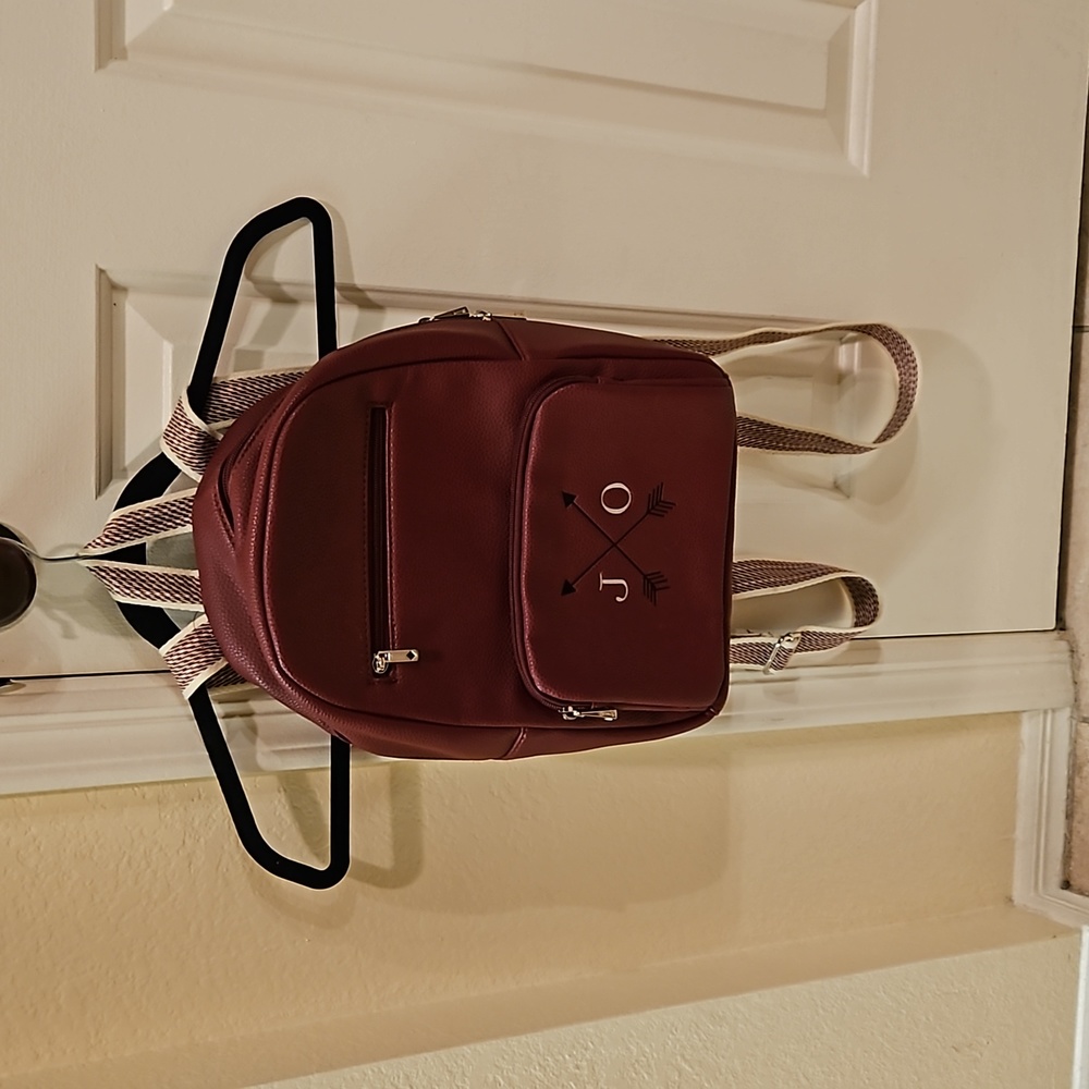 31 mini (medium sized) backpack with striped straps Burgundy
